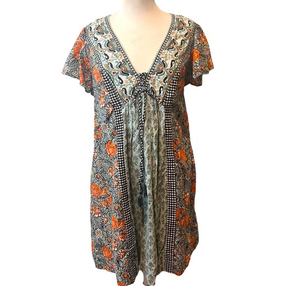 Anthropologie Astrid Tunic Dress Bohemian Desert Flutter Sleeve Size Small - Picture 5 of 15